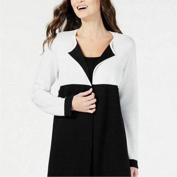 Alfani Colorblock Open Front Cardigan Sweater Coat Jacket Duster - Picture 1 of 12